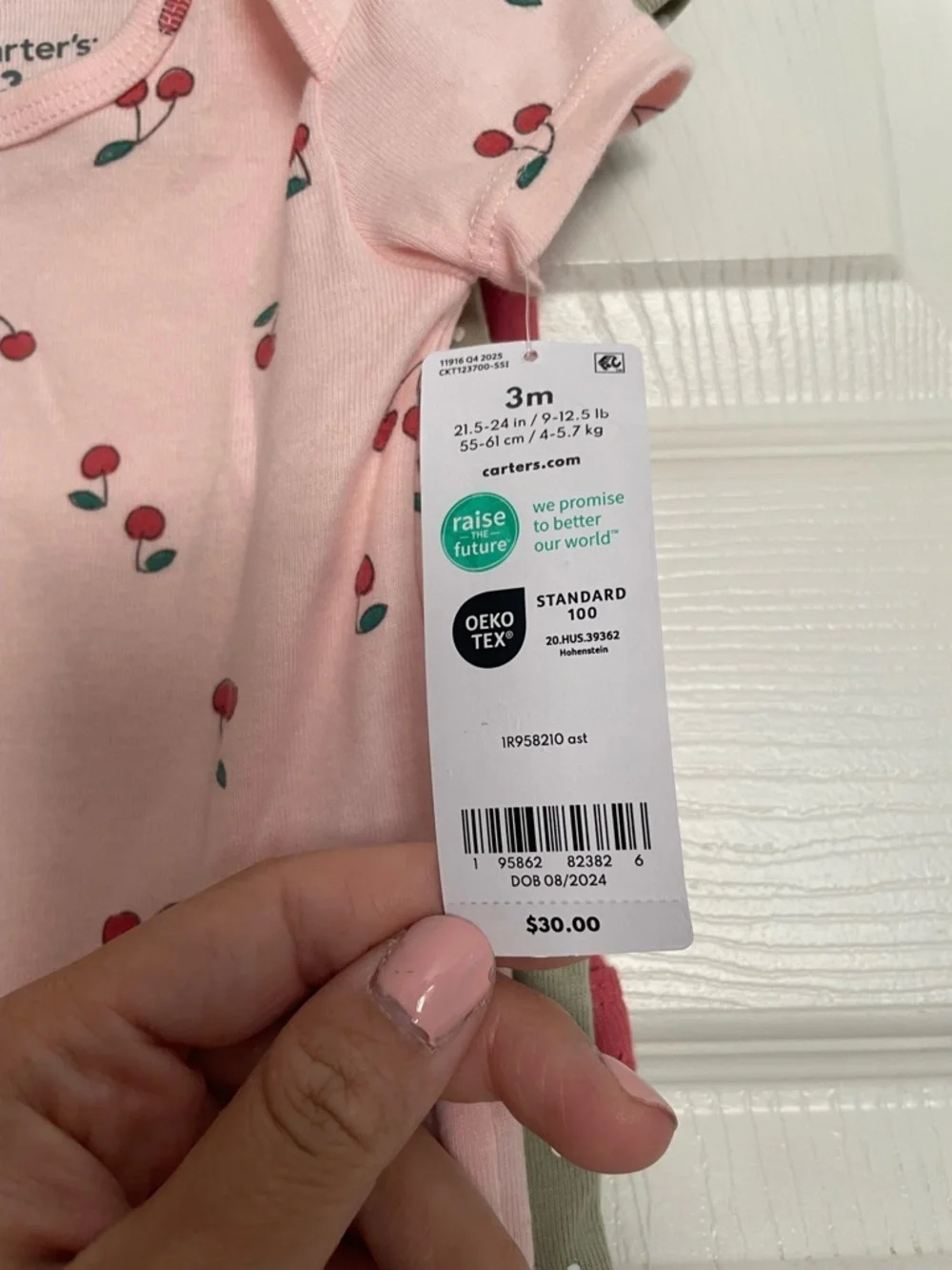 NWT Carter's Pink Berries, Floral, Dot, Heart Print Baby One-Piece - 3M (5-Pack)